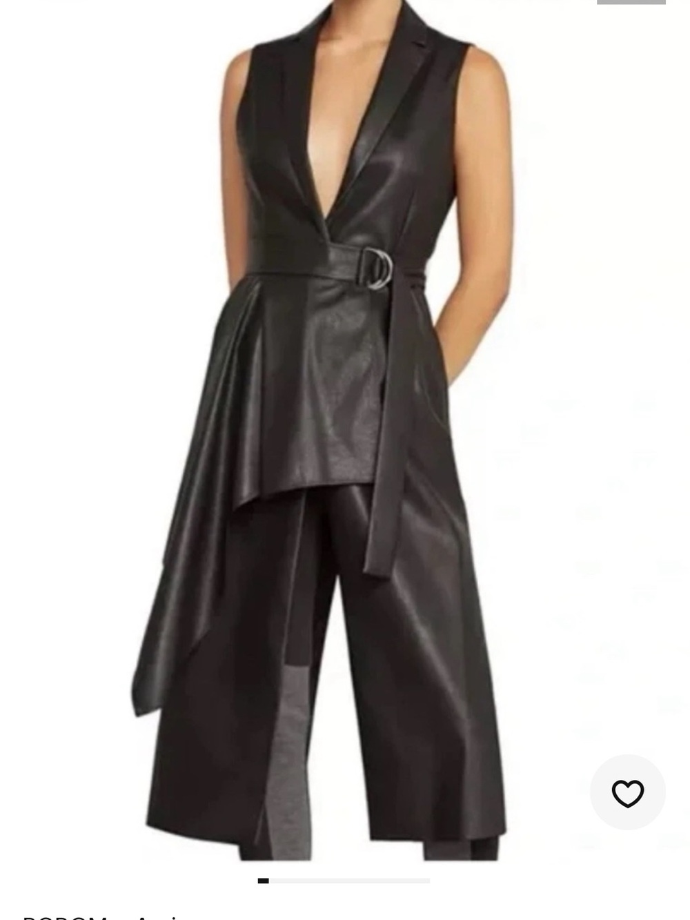 BCBGMaxAzria Black Asymmetrical Faux-Leather Wrap Vest
